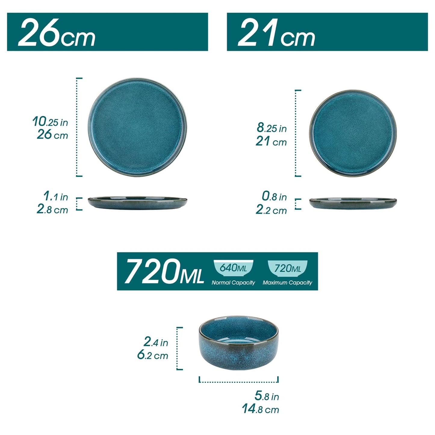 Blue 18-Piece Dinnerware Set (Service for 6)