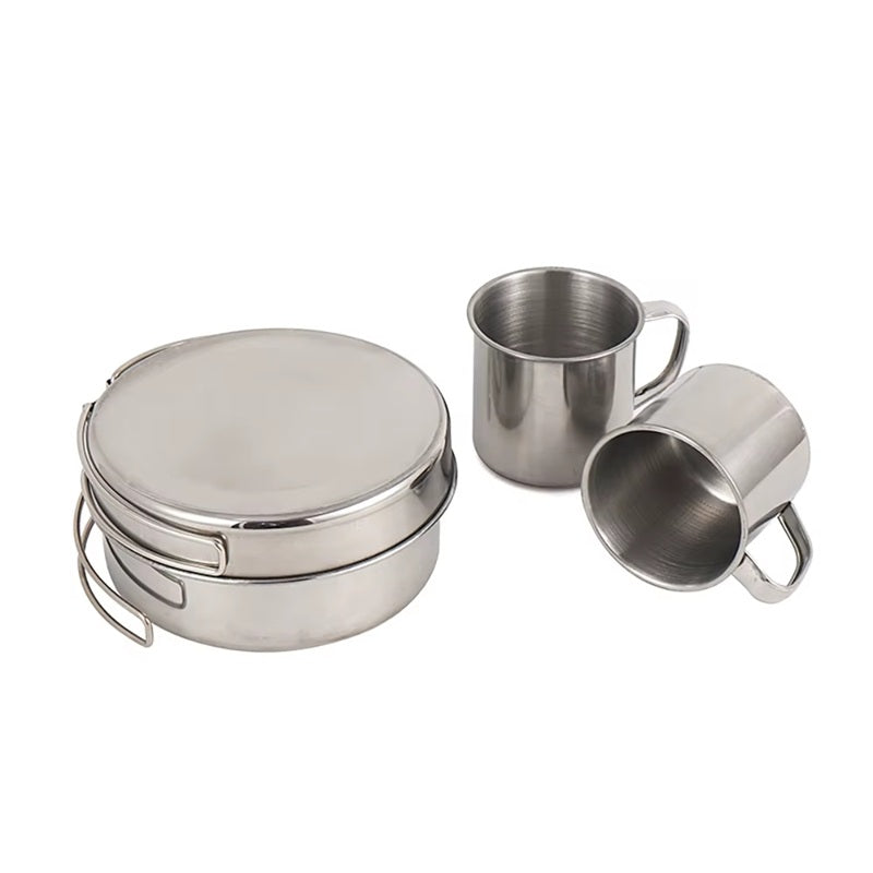 Stainless Steel Camping Cookware: 8pcs Kit for Hiking & Backpacking