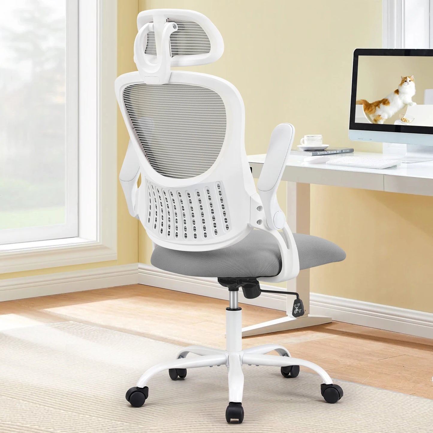 Ergonomic Mesh Office Chair - Lumbar Support & Flip-up Arms