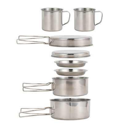 Stainless Steel Camping Cookware: 8pcs Kit for Hiking & Backpacking