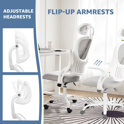 Ergonomic Mesh Office Chair - Lumbar Support & Flip-up Arms