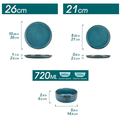 Blue 18-Piece Dinnerware Set (Service for 6)